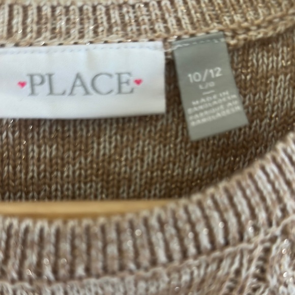 The Children's Place Tan Crew Neck Sweater with Cable Knit - Picture 2 of 3